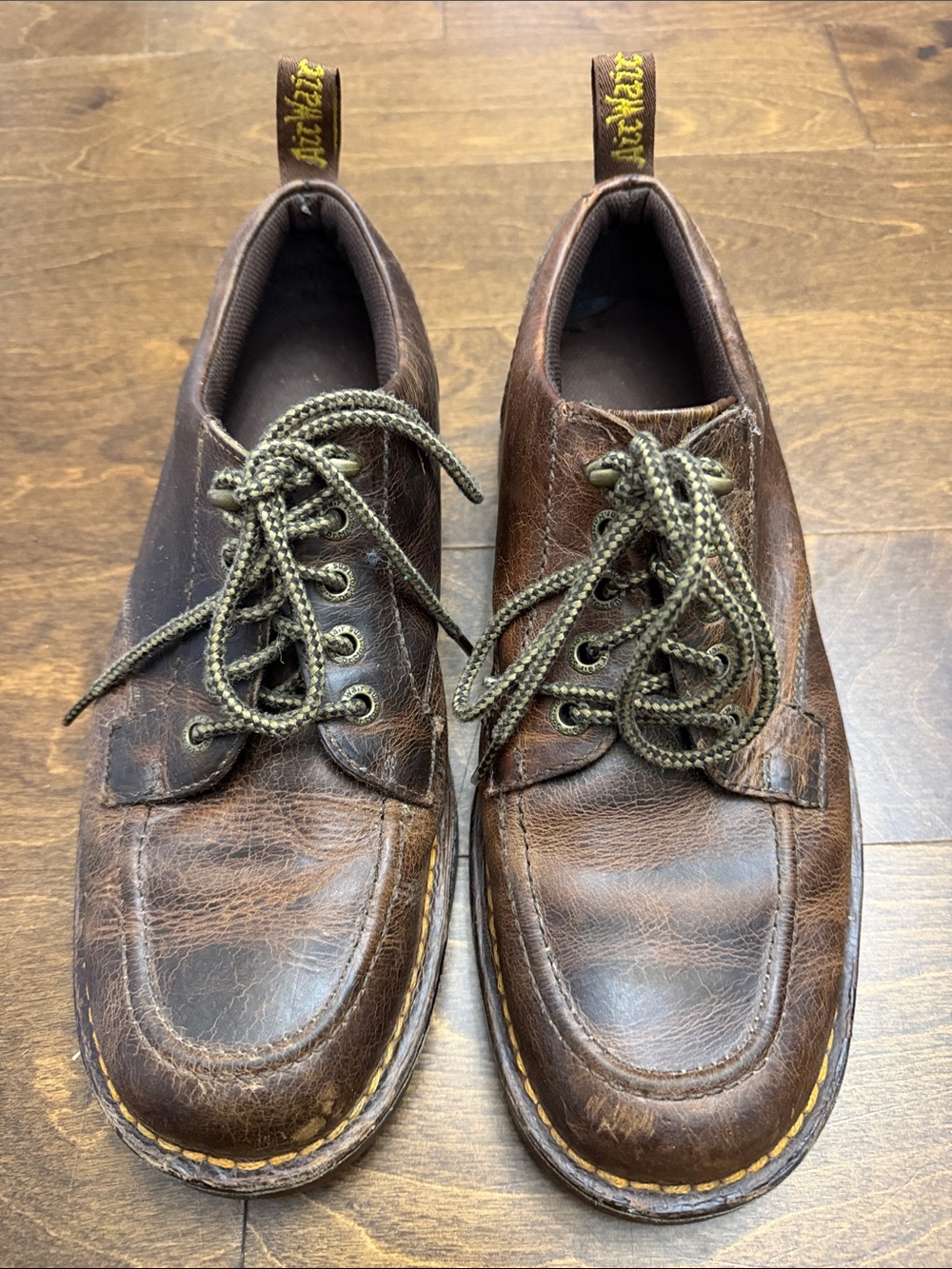 Dr. Martens Brown Leather Chukka Boots with Yellow Stitching